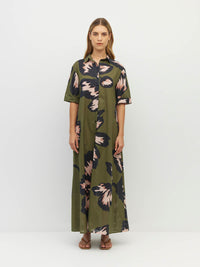 Isle Shirtdress (Grand Flora Cotton) Forest Bloom