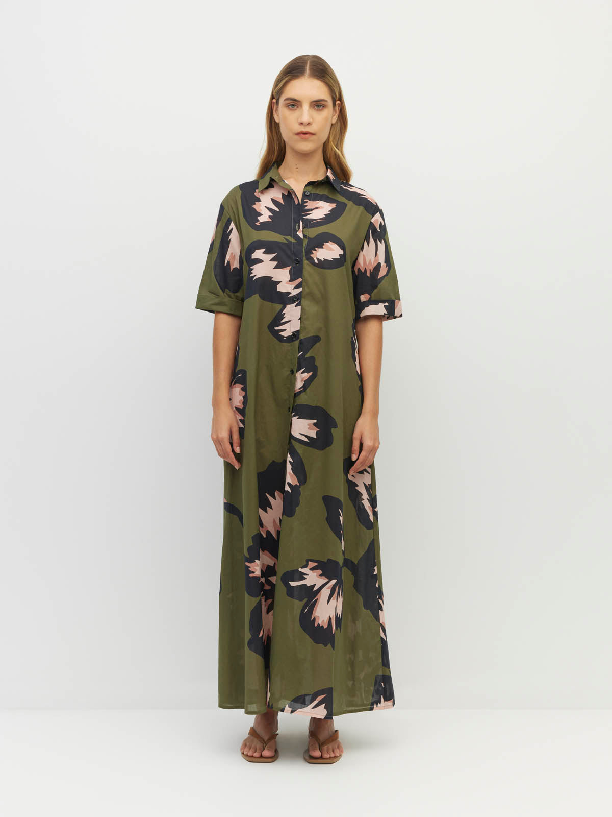 Isle Shirtdress (Grand Flora Cotton) Forest Bloom