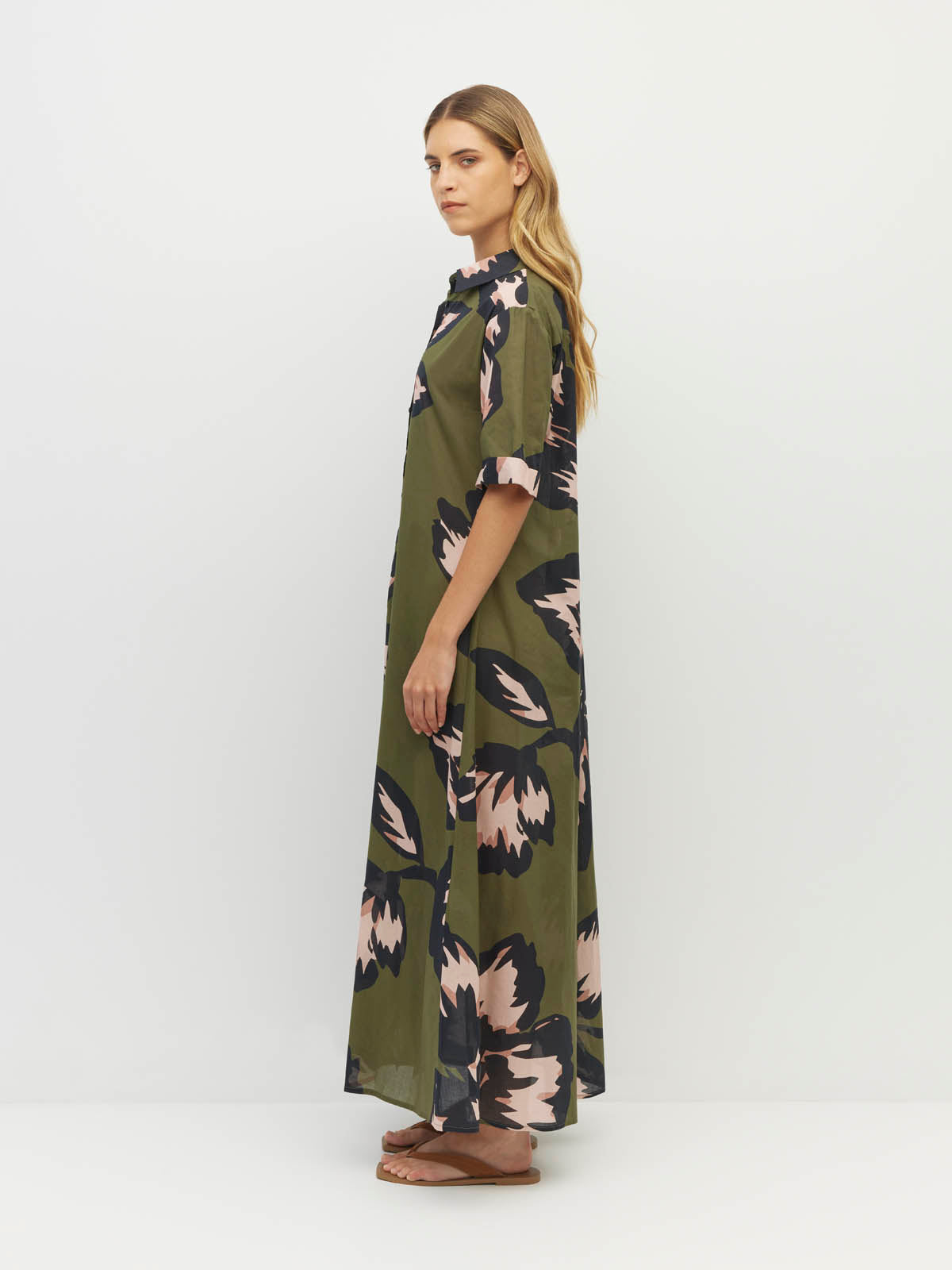 Isle Shirtdress (Grand Flora Cotton) Forest Bloom
