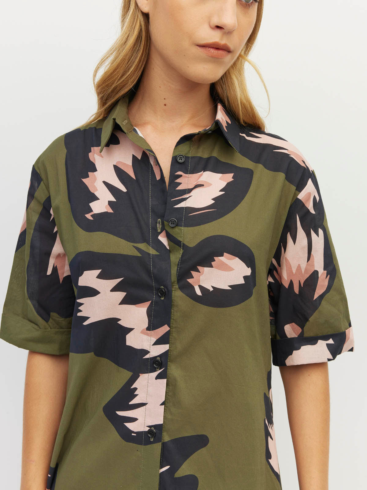 Isle Shirtdress (Grand Flora Cotton) Forest Bloom