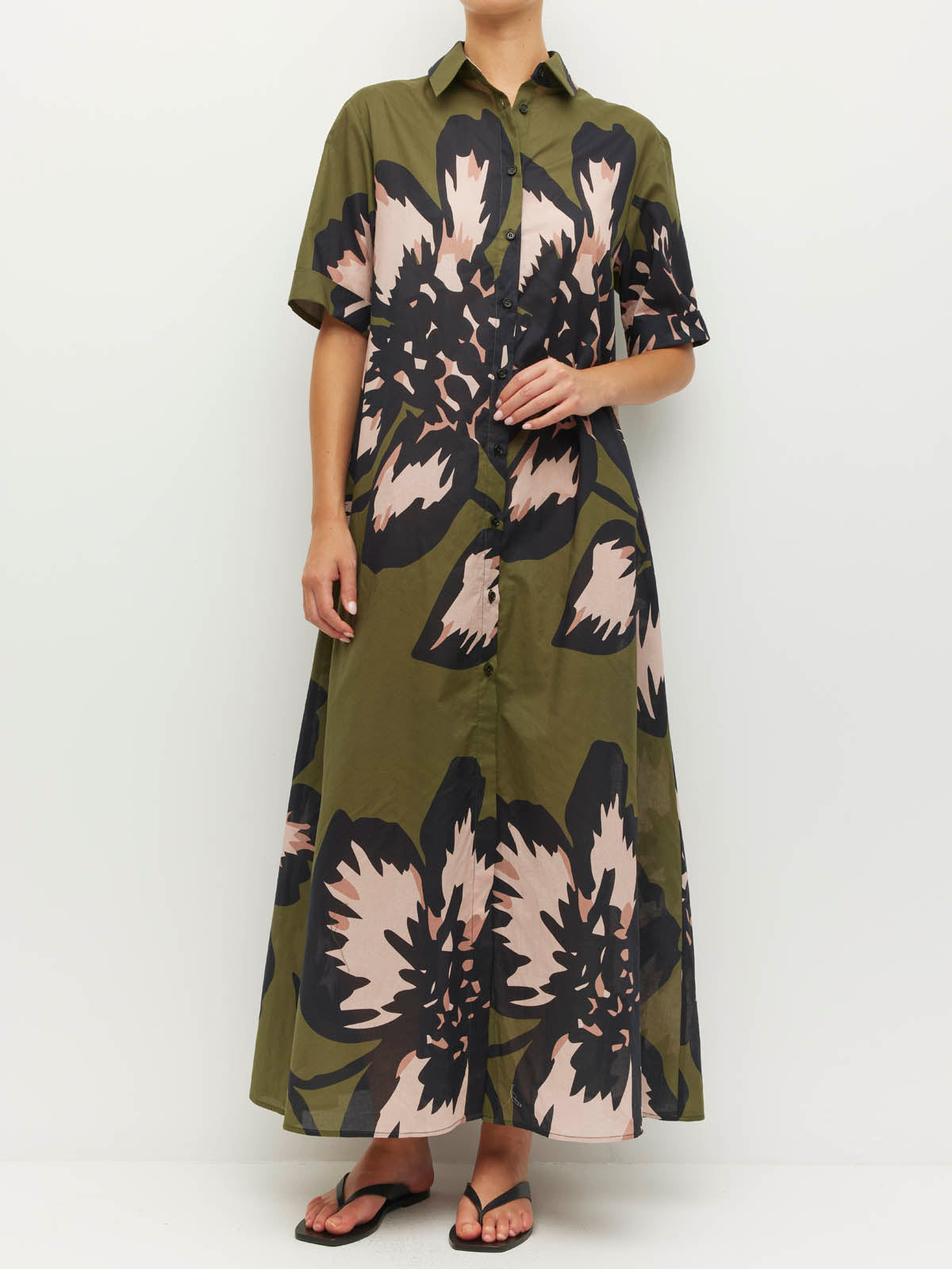 Isle Shirtdress (Grand Flora Cotton) Forest Bloom