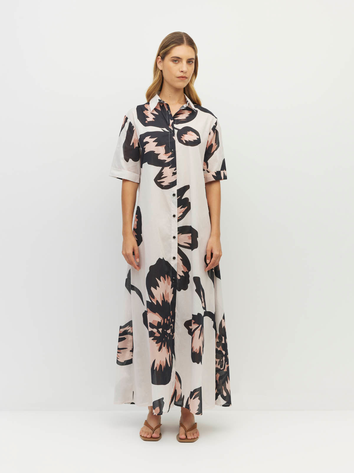 Isle Shirtdress (Grand Flora Cotton) Ivory Bloom