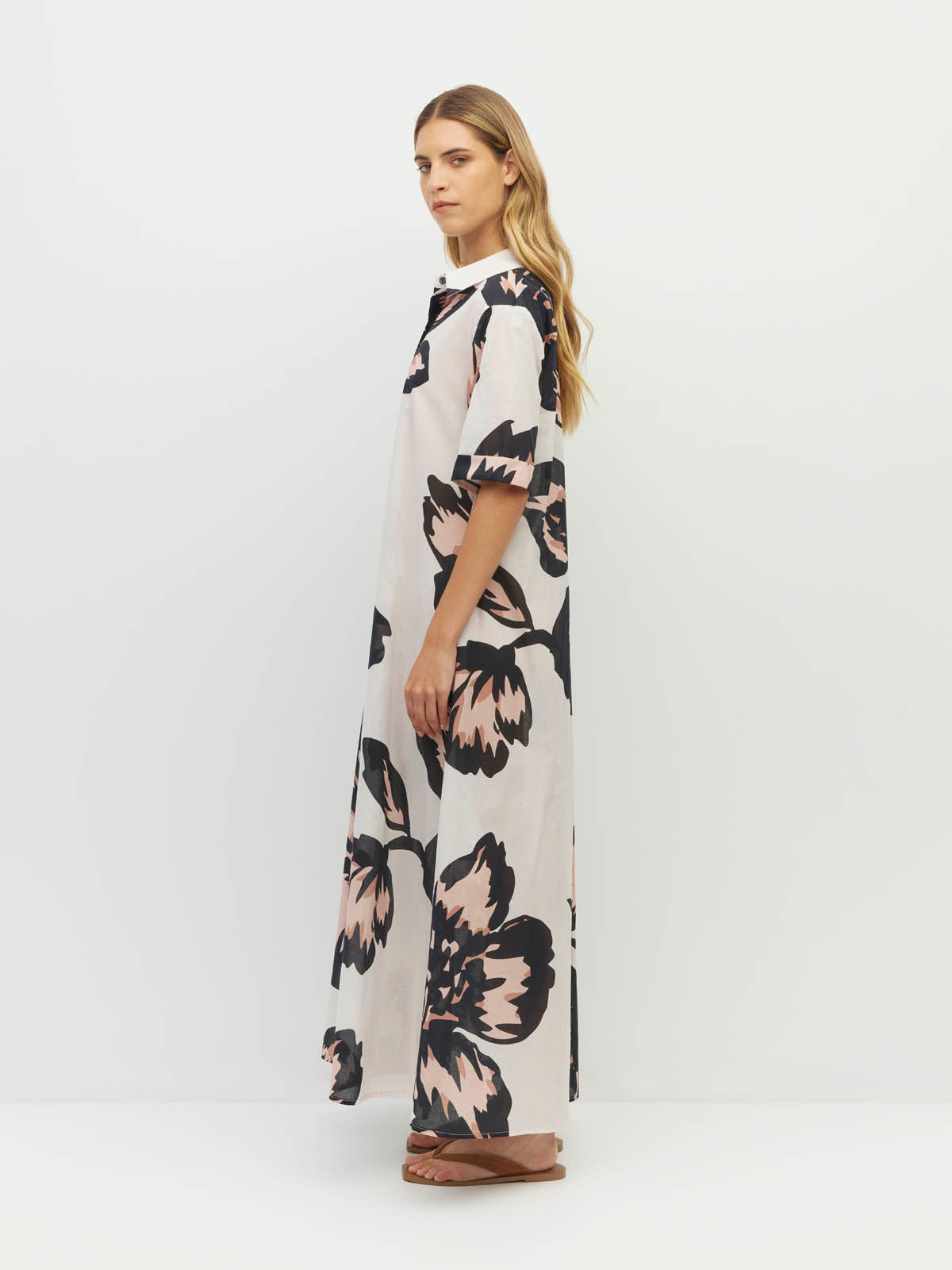 Isle Shirtdress (Grand Flora Cotton) Ivory Bloom