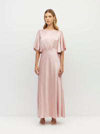 Dahlia Dress (Heavy Satin) Powder Pink