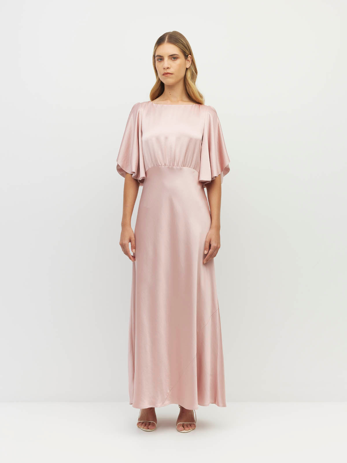 Dahlia Dress (Heavy Satin) Powder Pink