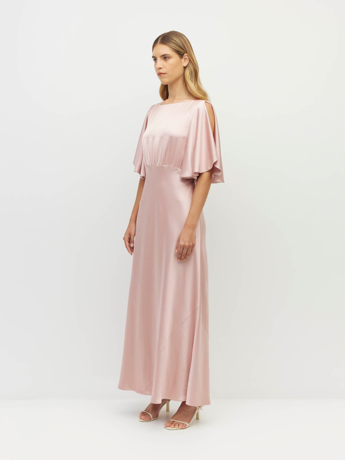 Dahlia Dress (Heavy Satin) Powder Pink
