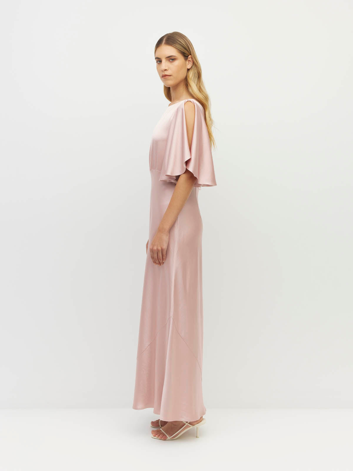 Dahlia Dress (Heavy Satin) Powder Pink