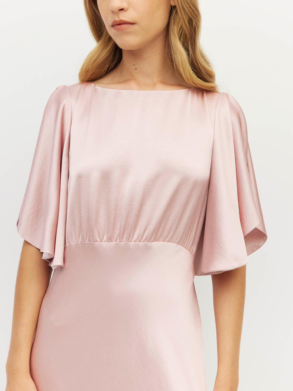 Dahlia Dress (Heavy Satin) Powder Pink