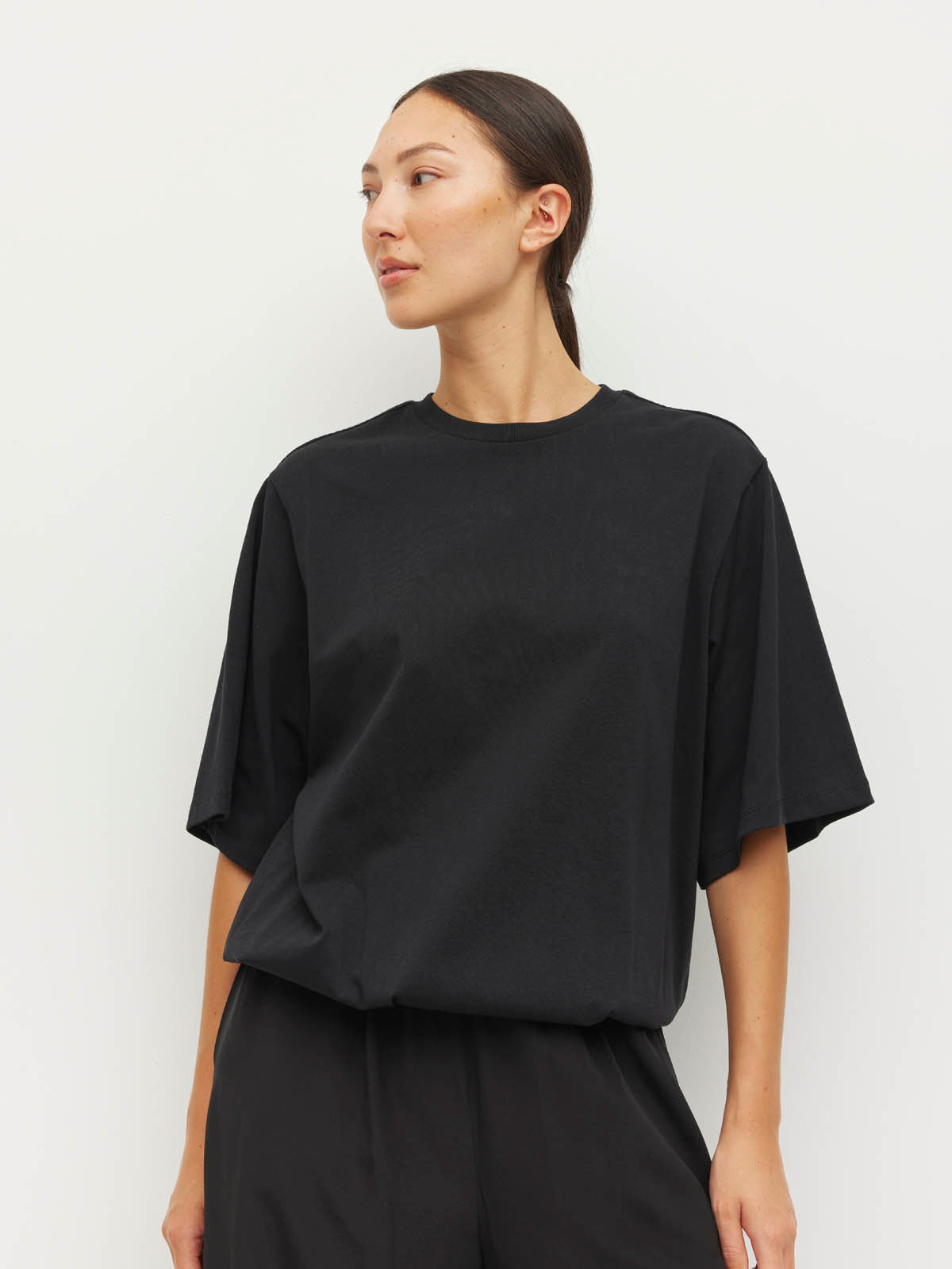 Elasticated Boyfriend T (Knit Cotton) Black