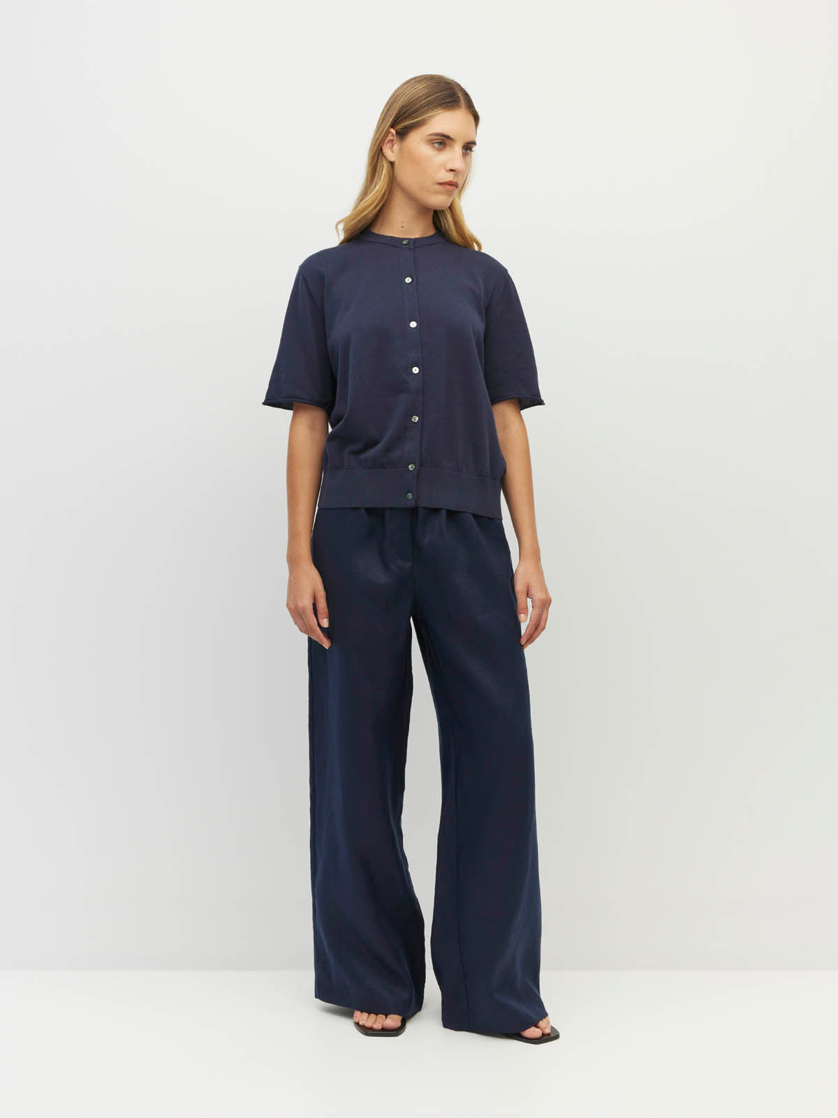 Twin T Cardi (Light Cotton Knit) Slate Blue
