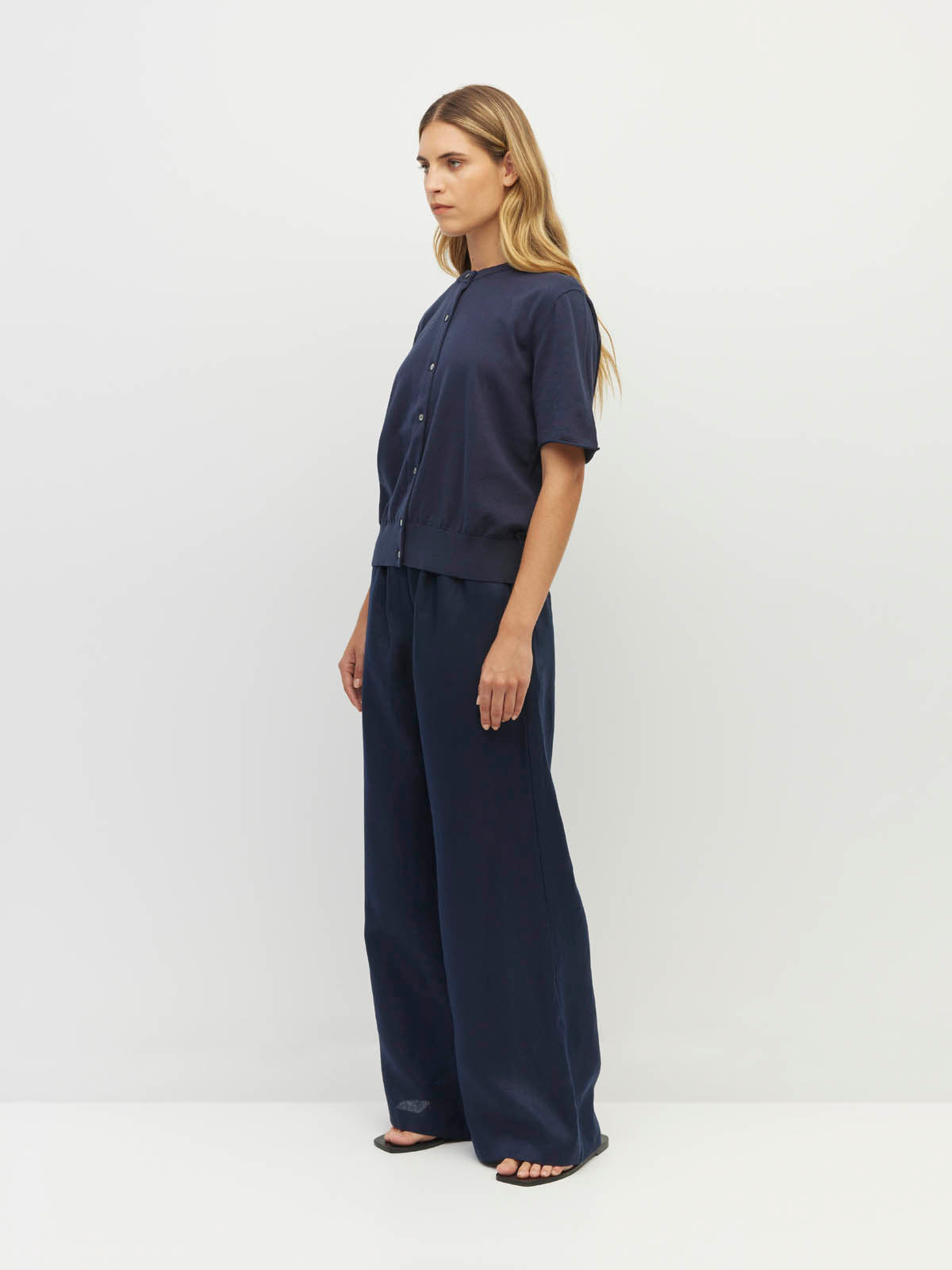 Twin T Cardi (Light Cotton Knit) Slate Blue