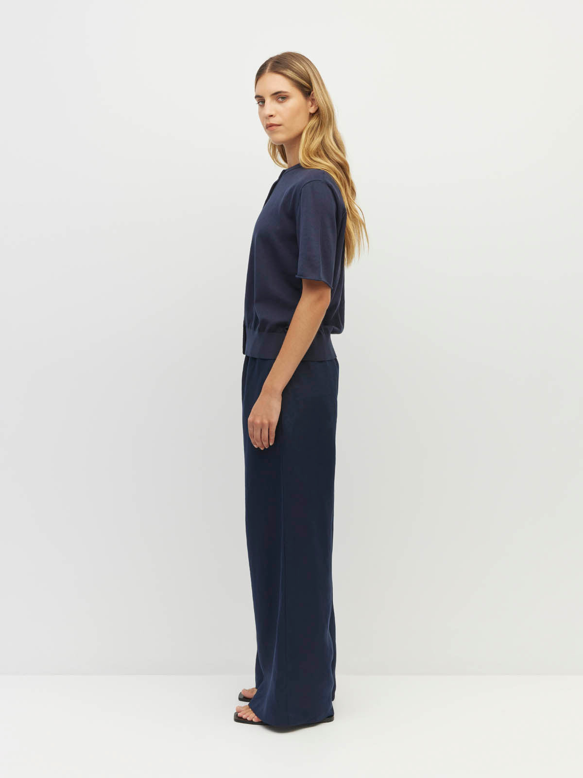 Twin T Cardi (Light Cotton Knit) Slate Blue