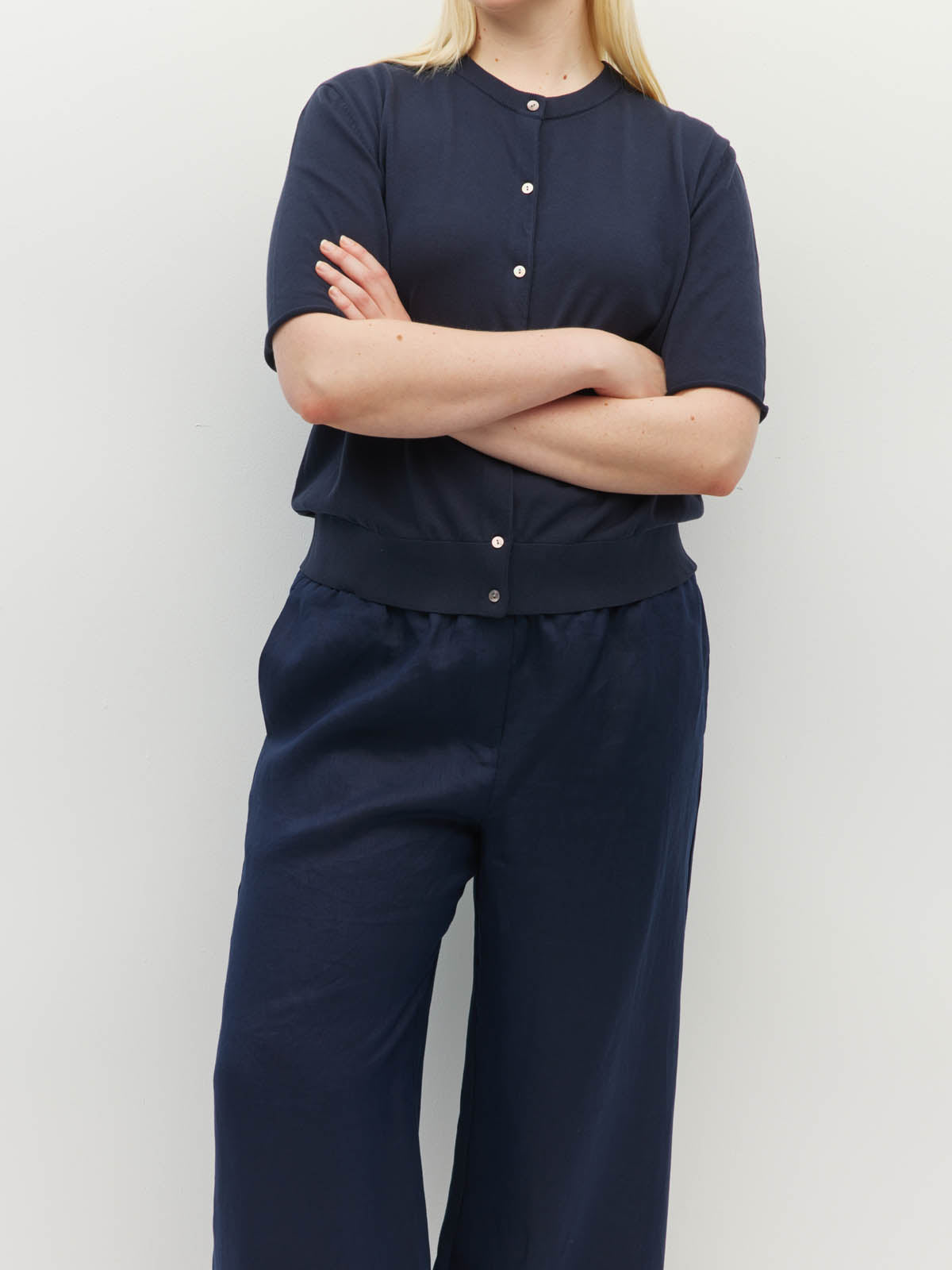 Twin T Cardi (Light Cotton Knit) Slate Blue