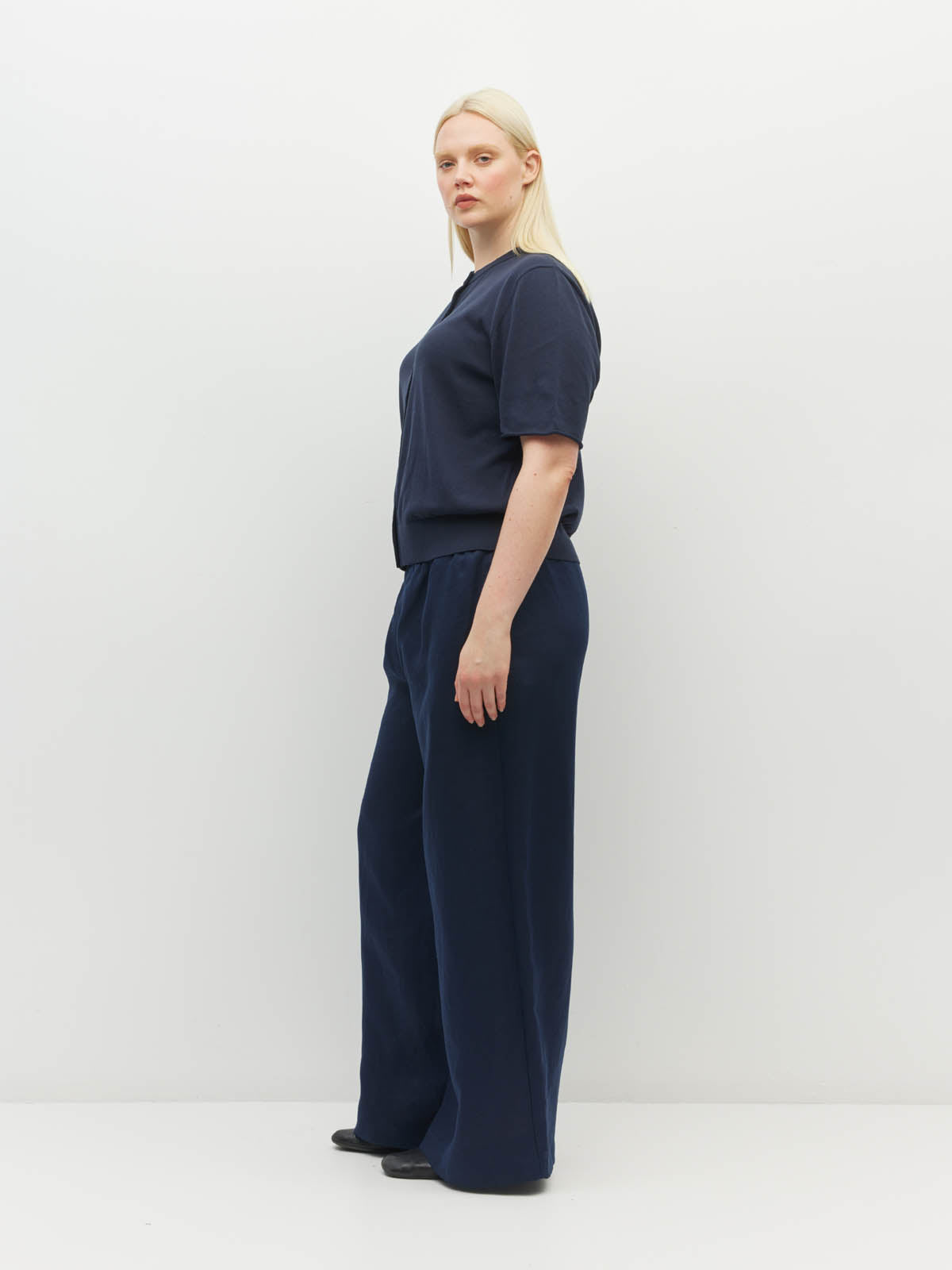 Twin T Cardi (Light Cotton Knit) Slate Blue