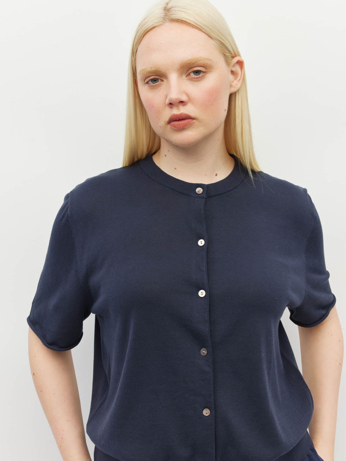 Twin T Cardi (Light Cotton Knit) Slate Blue