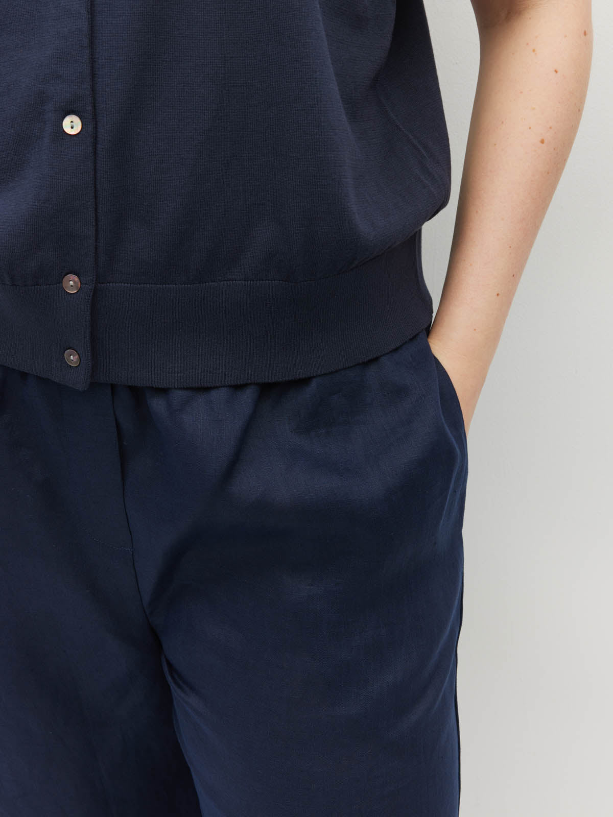 Twin T Cardi (Light Cotton Knit) Slate Blue