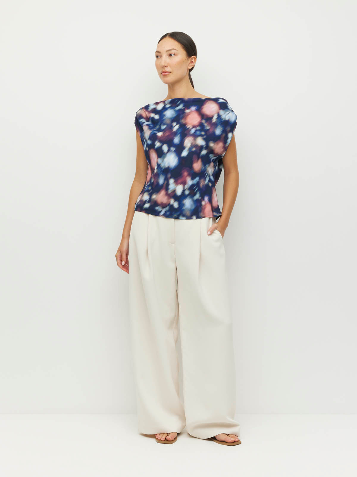 Monaco Top (Rosette Haze Crepe) Night Fall
