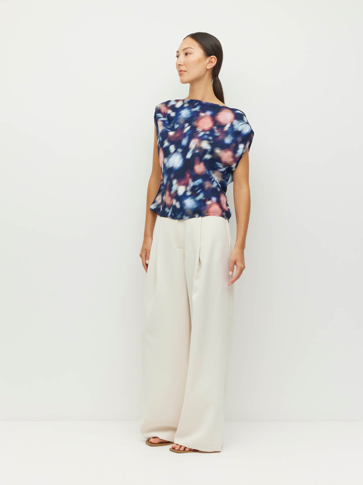 Monaco Top (Rosette Haze Crepe) Night Fall
