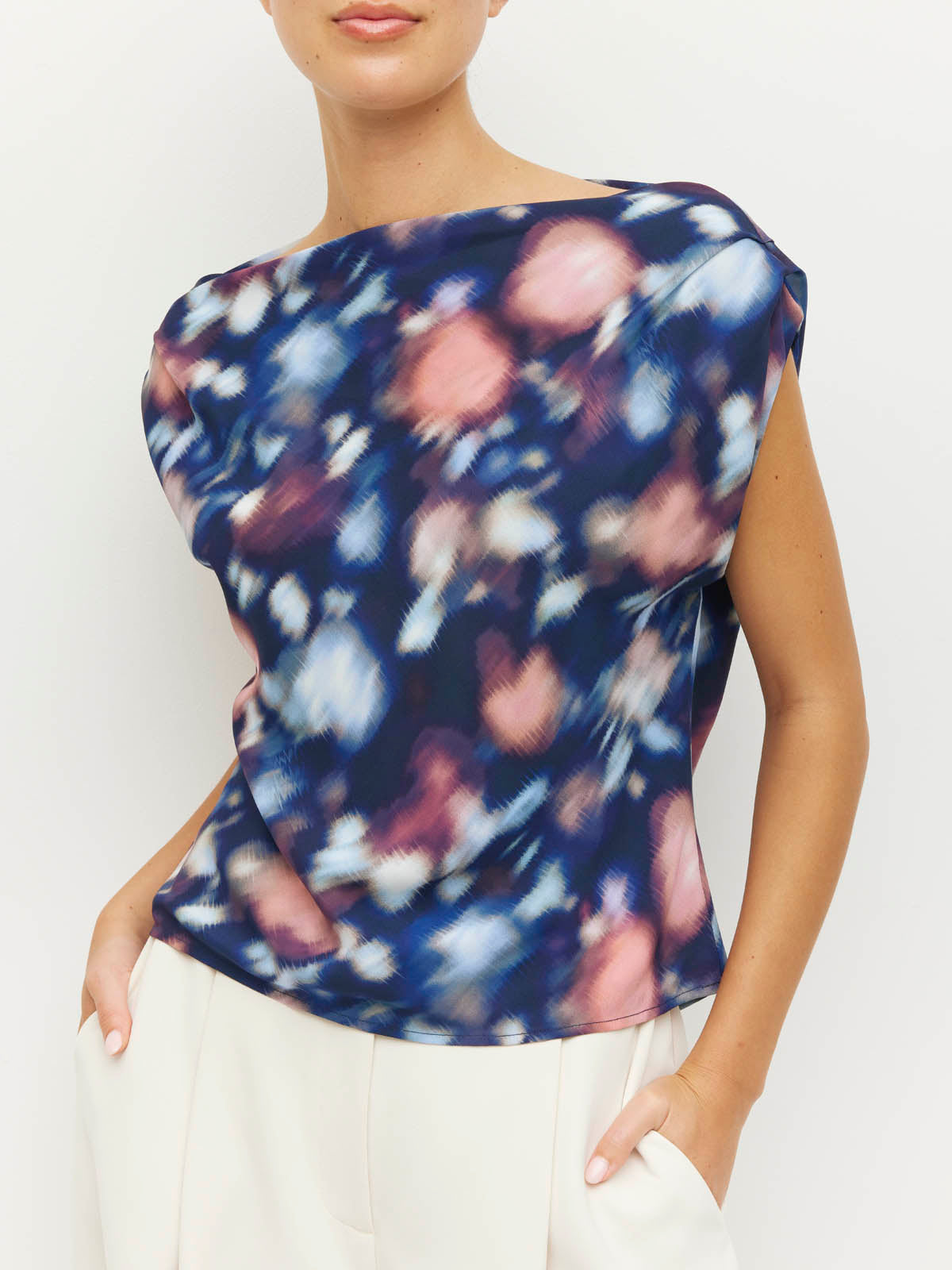 Monaco Top (Rosette Haze Crepe) Night Fall