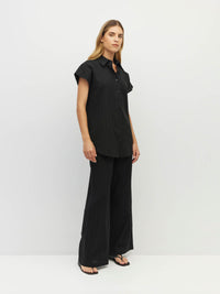 Eleanor Shirt (Soft Stripe Broderie) Black
