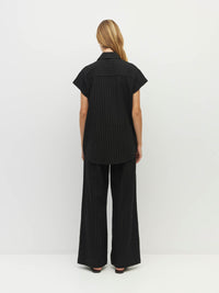 Eleanor Shirt (Soft Stripe Broderie) Black