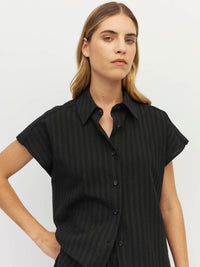 Eleanor Shirt (Soft Stripe Broderie) Black