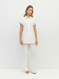 Eleanor Shirt (Soft Stripe Broderie) White