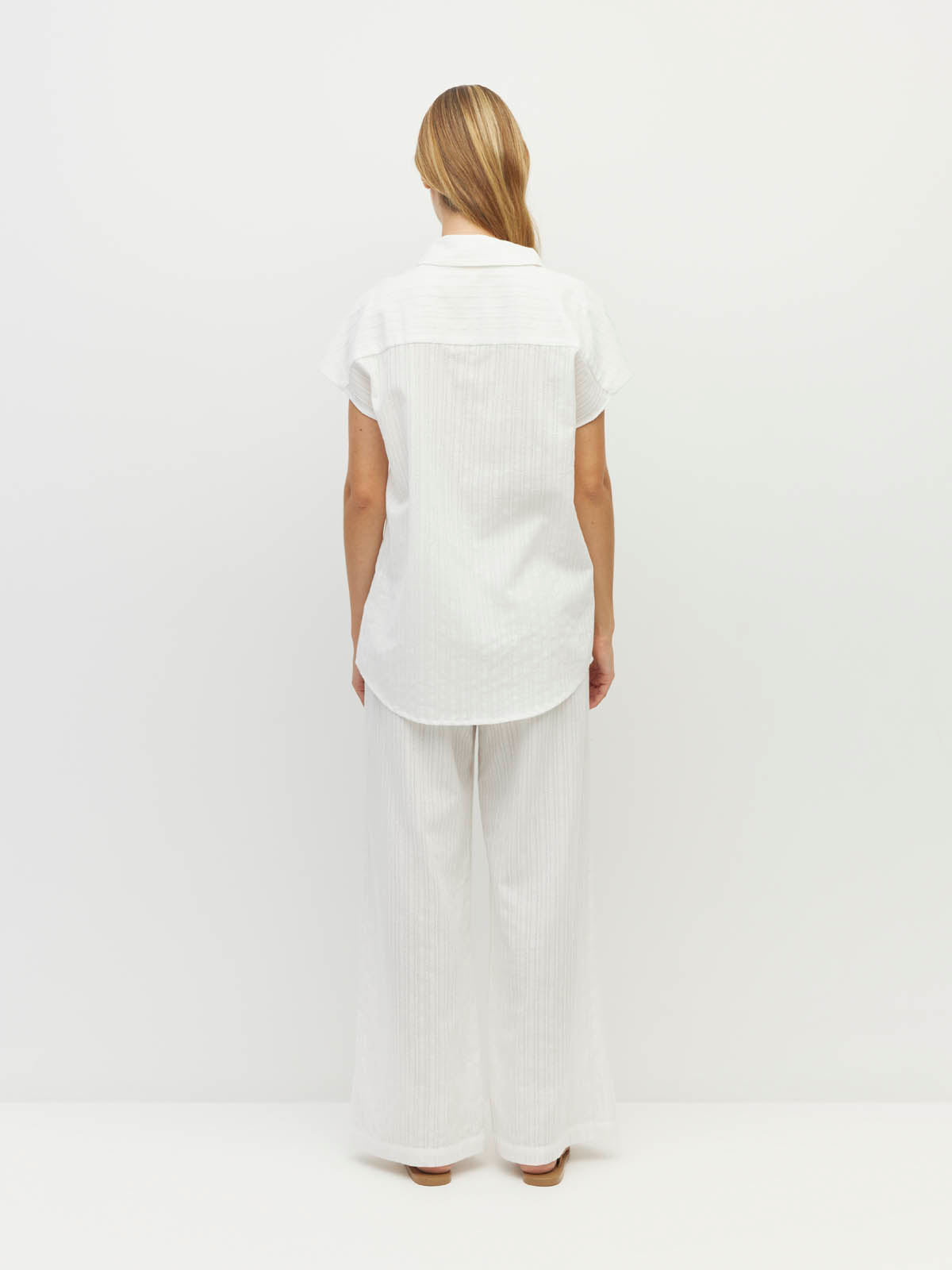 Eleanor Shirt (Soft Stripe Broderie) White