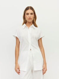 Eleanor Shirt (Soft Stripe Broderie) White