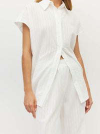 Eleanor Shirt (Soft Stripe Broderie) White