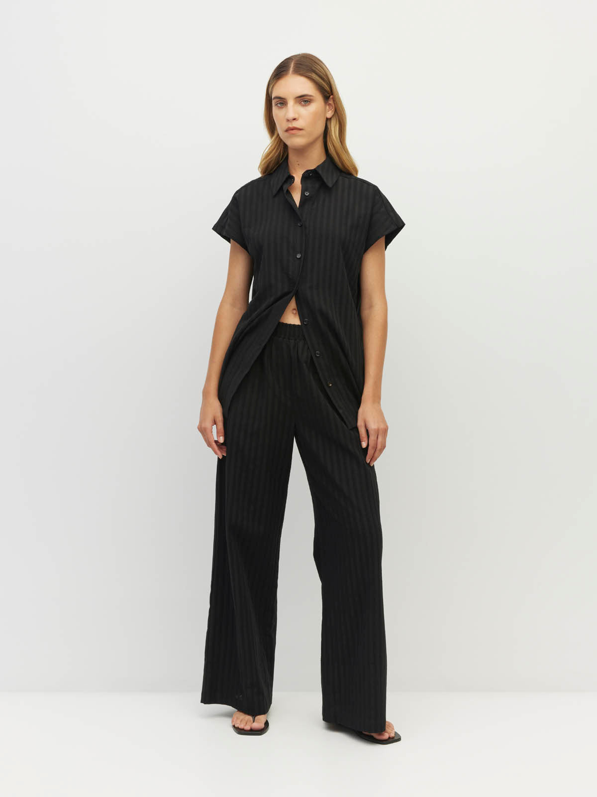 Koa Trouser (Soft Stripe Broderie) Black