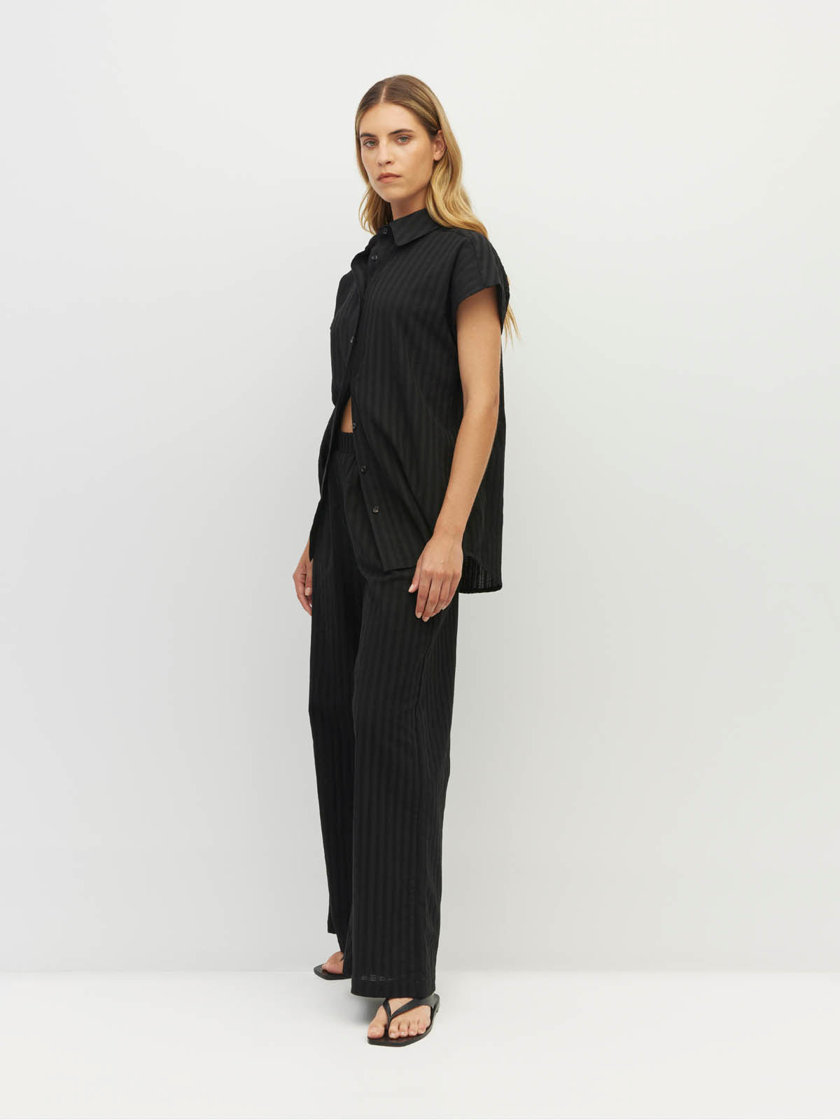 Koa Trouser (Soft Stripe Broderie) Black