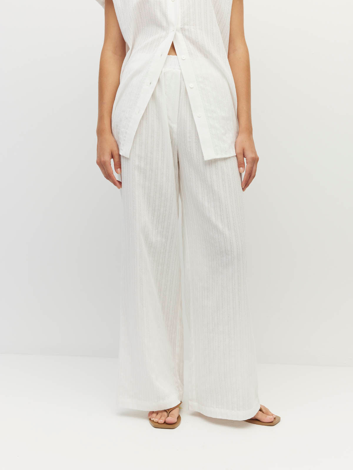 Koa Trouser (Soft Stripe Broderie) White