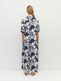 Juliette Hogan Isle Shirtdress (Shadow Floral Silk CDC) Silhouette - lightweight silk shirtdress in floral print with collar and t-shirt sleeves.