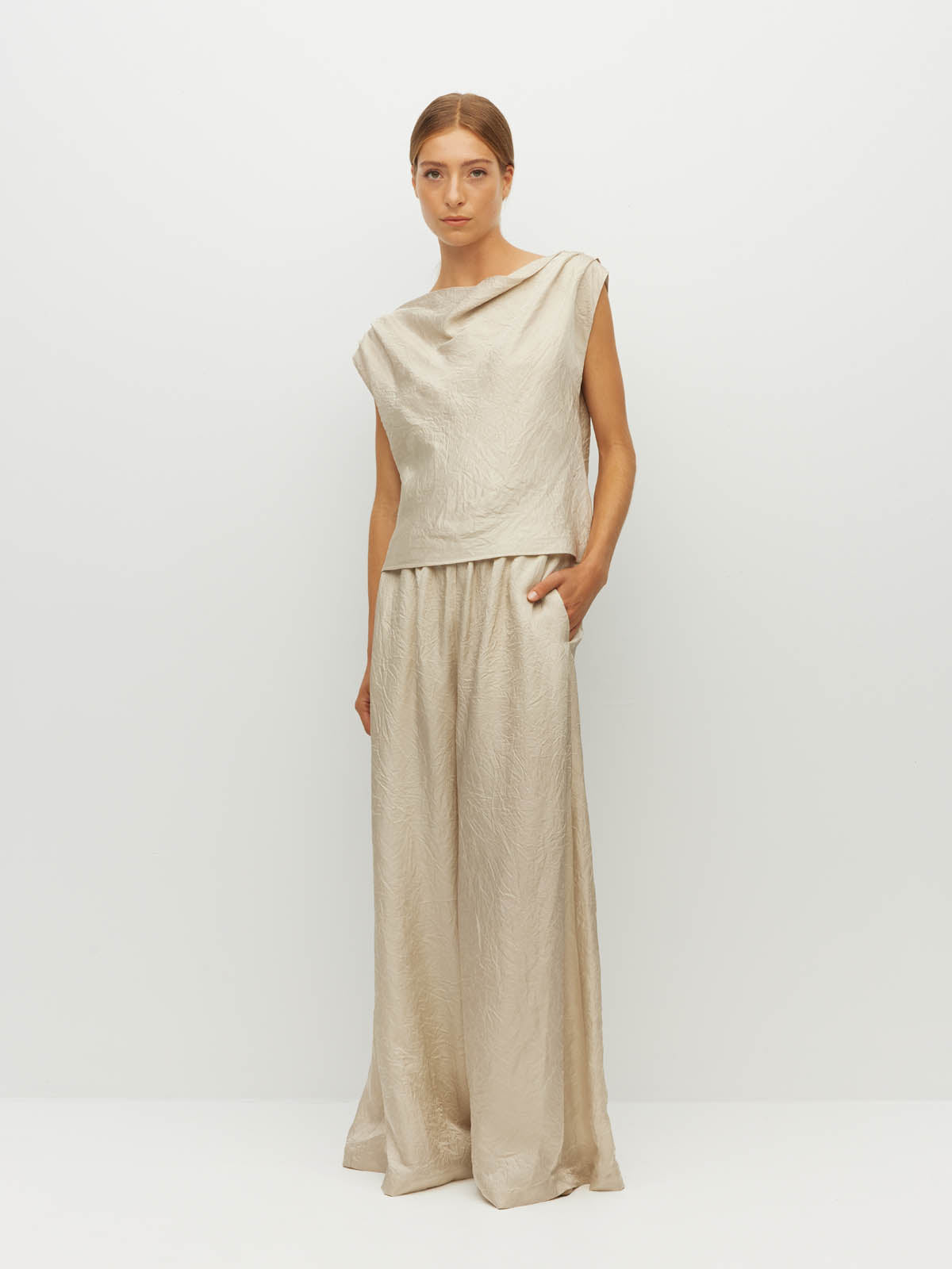 Monaco Top (Soft Matte Satin) Champagne Crush