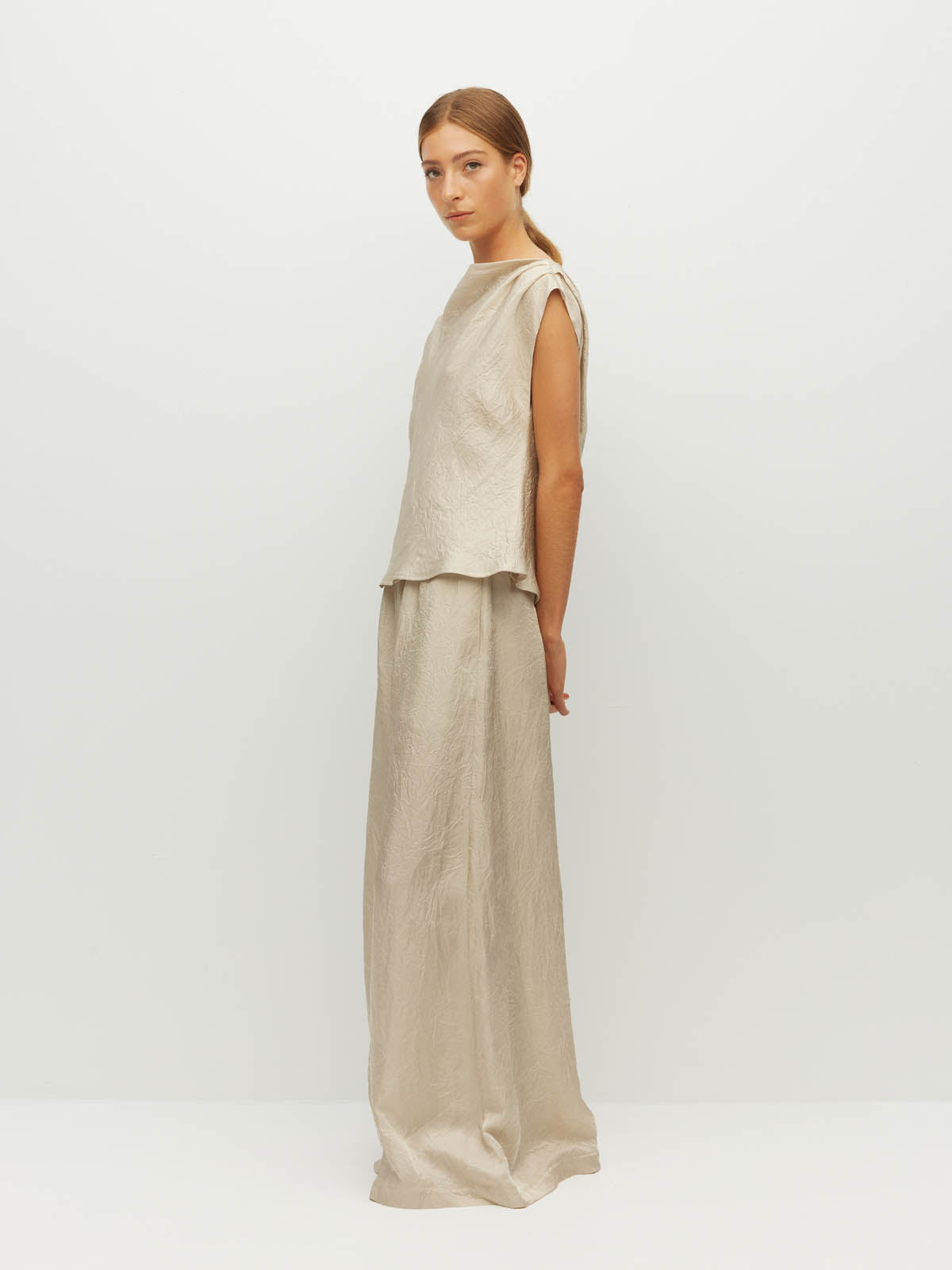 Palazzo Pant (Soft Matte Satin) Champagne Crush