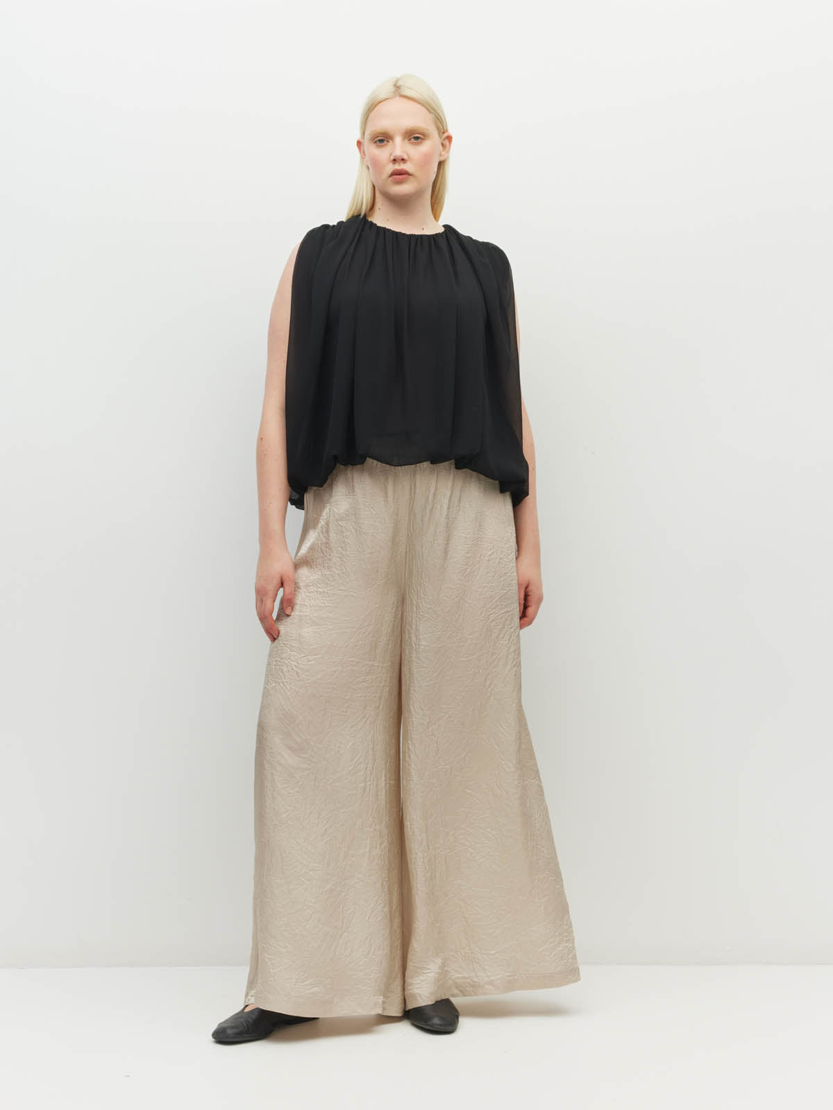 Palazzo Pant (Soft Matte Satin) Champagne Crush