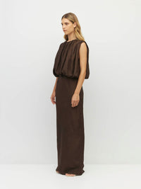 Tate Dress (Soft Matte Satin) Chocolate Crush