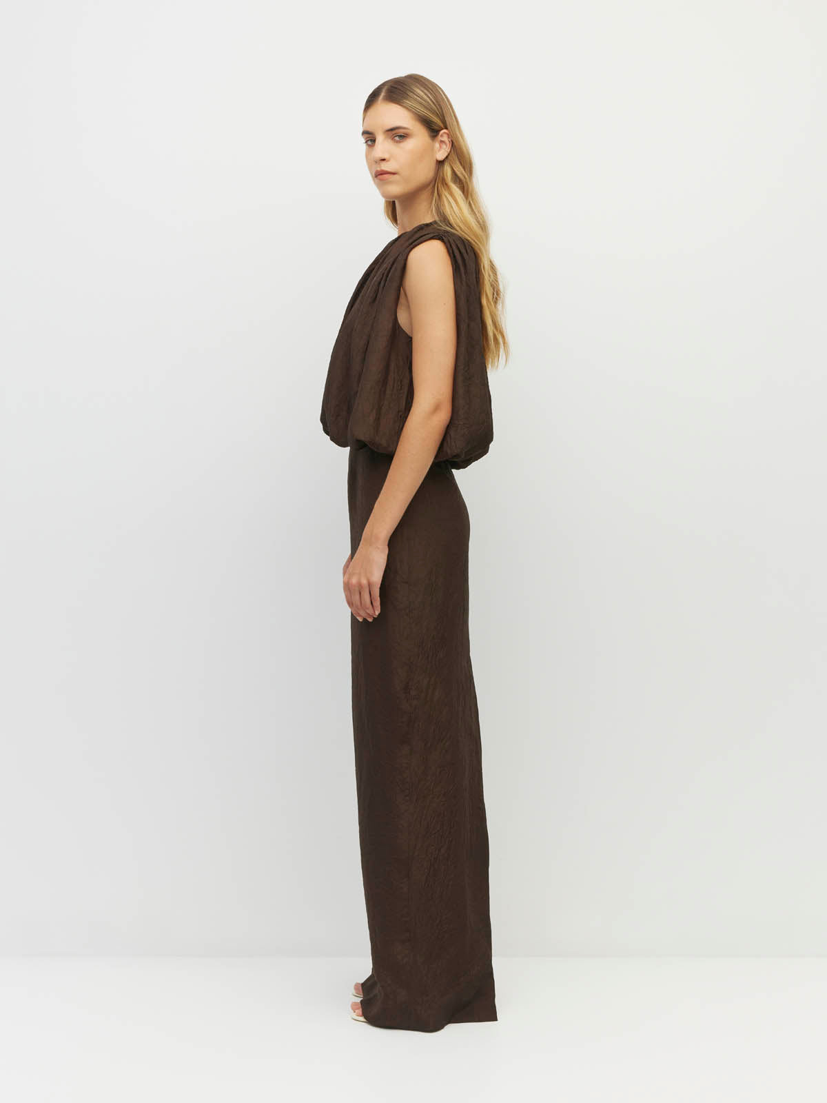 Tate Dress (Soft Matte Satin) Chocolate Crush