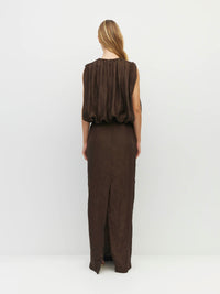 Tate Dress (Soft Matte Satin) Chocolate Crush