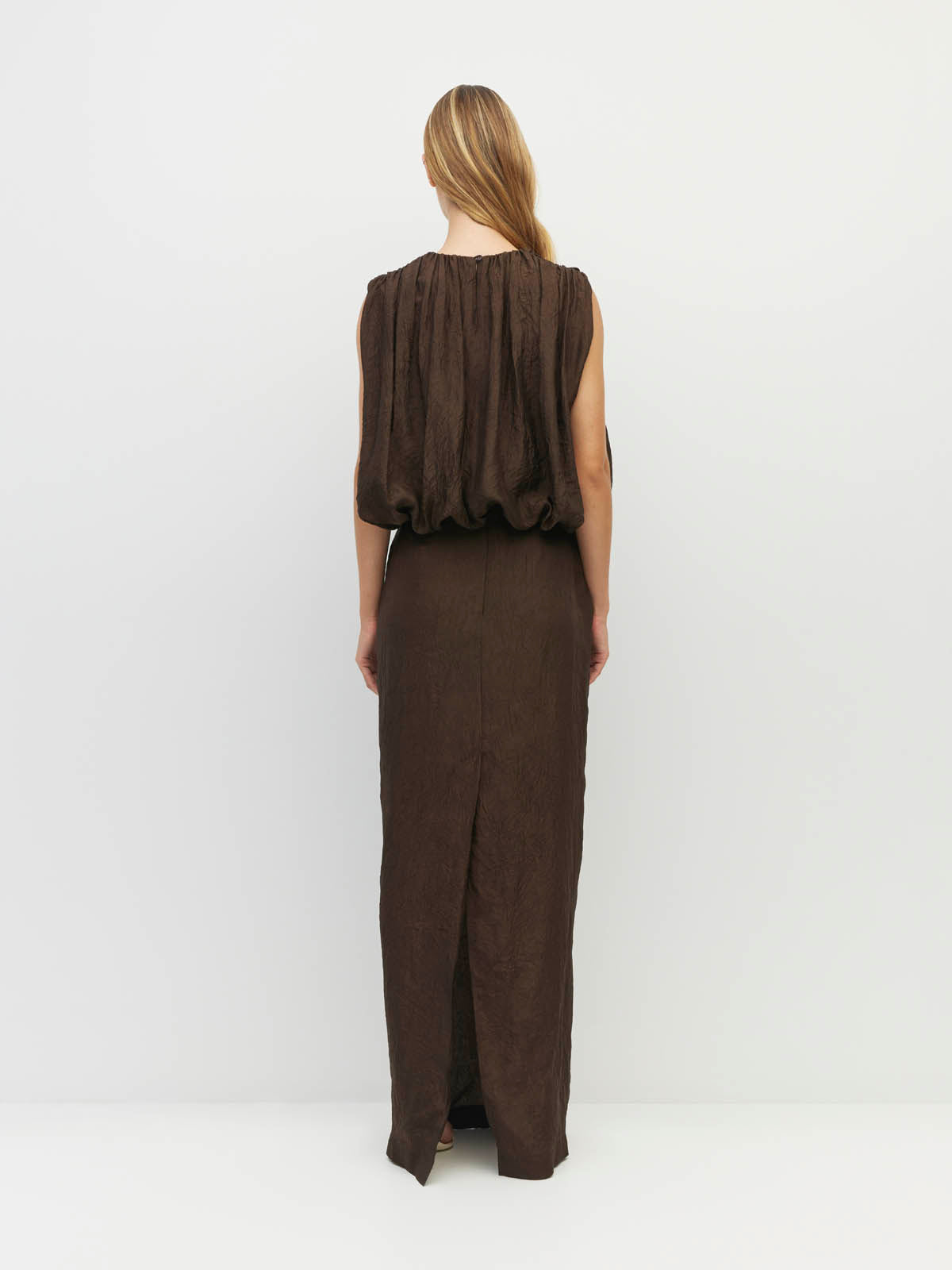 Tate Dress (Soft Matte Satin) Chocolate Crush