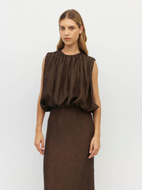 Tate Dress (Soft Matte Satin) Chocolate Crush
