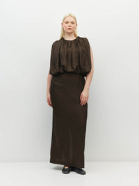 Tate Dress (Soft Matte Satin) Chocolate Crush
