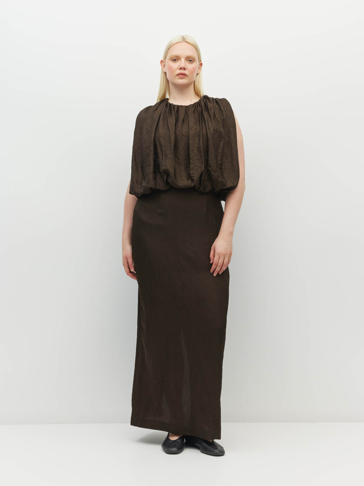 Tate Dress (Soft Matte Satin) Chocolate Crush