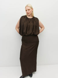 Tate Dress (Soft Matte Satin) Chocolate Crush