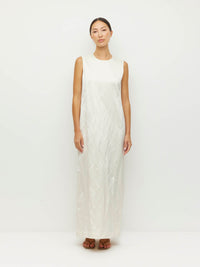 Cecilia Dress (Sculptural Satin) Antique Pearl