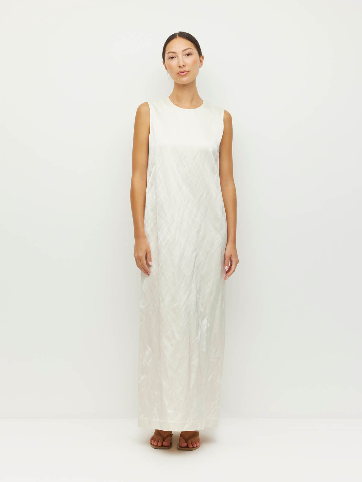 Cecilia Dress (Sculptural Satin) Antique Pearl