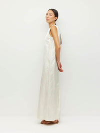 Cecilia Dress (Sculptural Satin) Antique Pearl