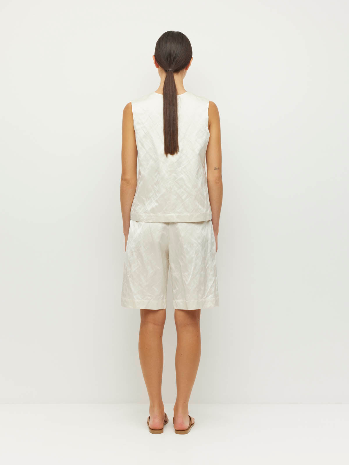 Cecilia Tank (Sculptural Satin) Antique Pearl