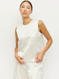Cecilia Tank (Sculptural Satin) Antique Pearl